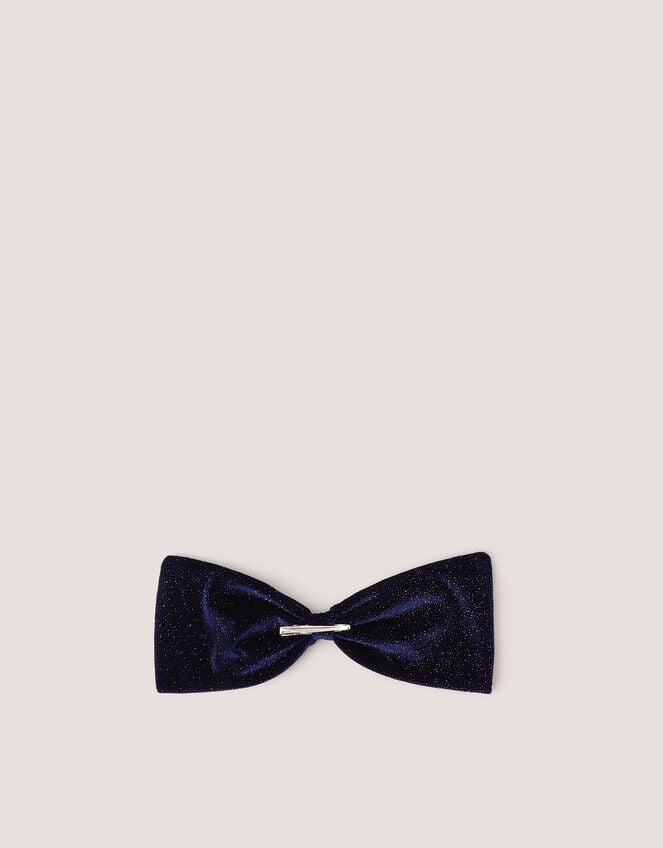 Sparkle Velvet Bow Hair Clip, Blue (NAVY), large