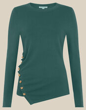 Renee Button Ruched Jumper, Blue (PETROL), large