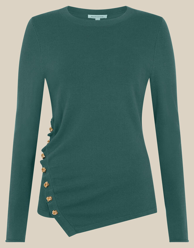 Renee Button Ruched Jumper, Blue (PETROL), large