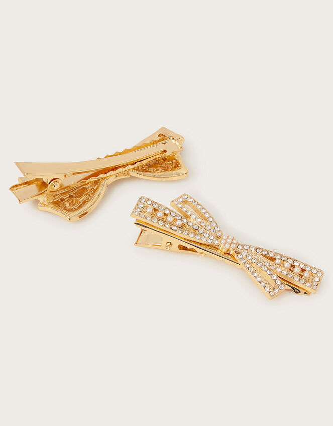 2-Pack Bow Hair Clips, Gold (GOLD), large