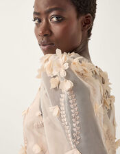 Gwen Floral Appliqué Organza Top, Cream (CREAM), large