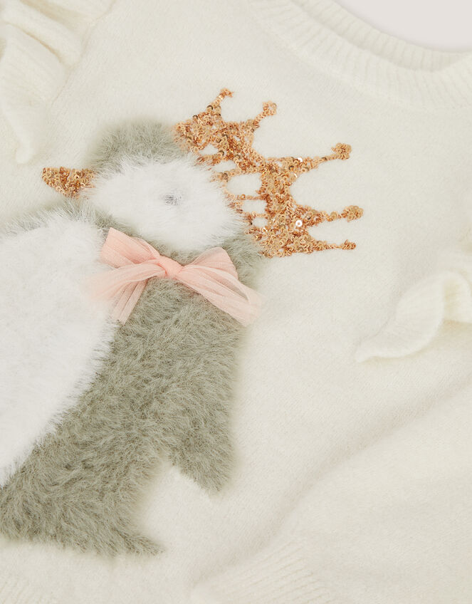 Embellished Penguin Knit Jumper, Ivory (IVORY), large