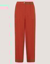 Jolie Wide Leg Linen Trousers, Orange (RUST), large