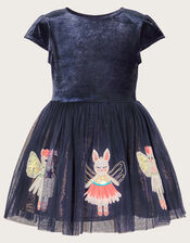 Baby Disco Velvet Mice Dress, Blue (NAVY), large