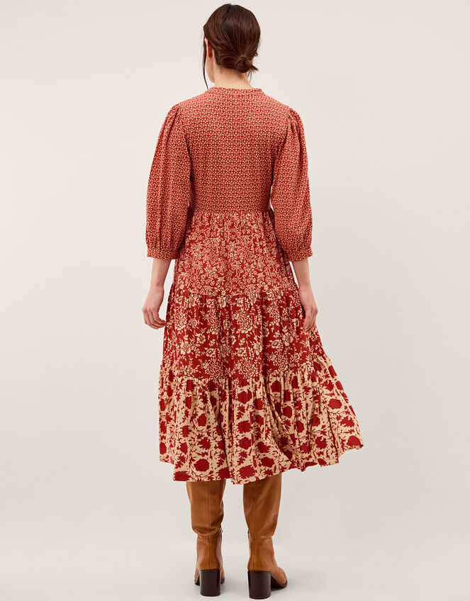 Palmer Floral Jersey Midi Dress, Red (RED), large