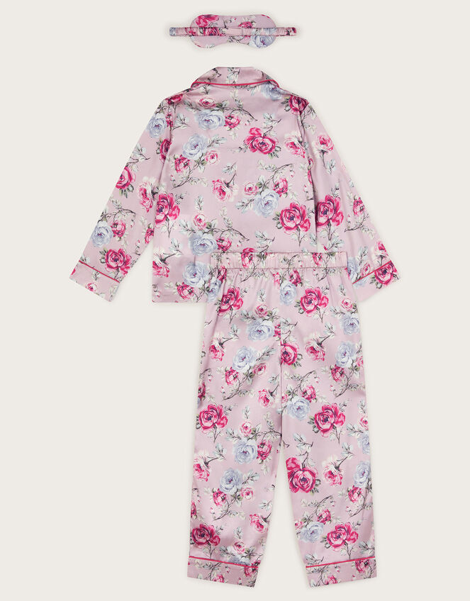 Satin Rose Print Pyjama Set, Pink (PINK), large