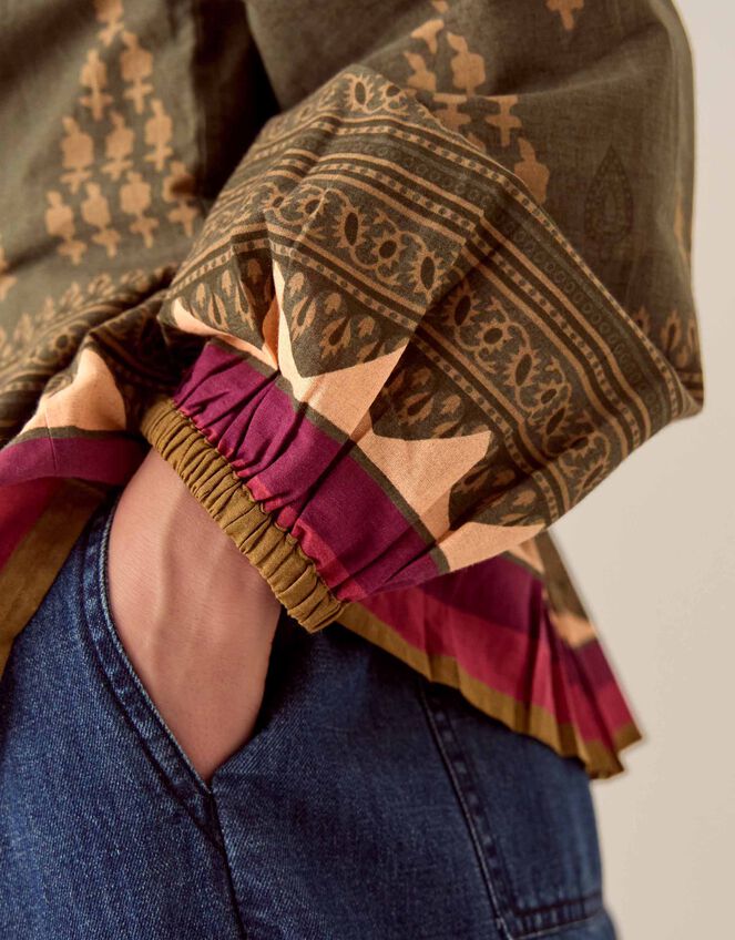 East Apate Print Top, Green (KHAKI), large