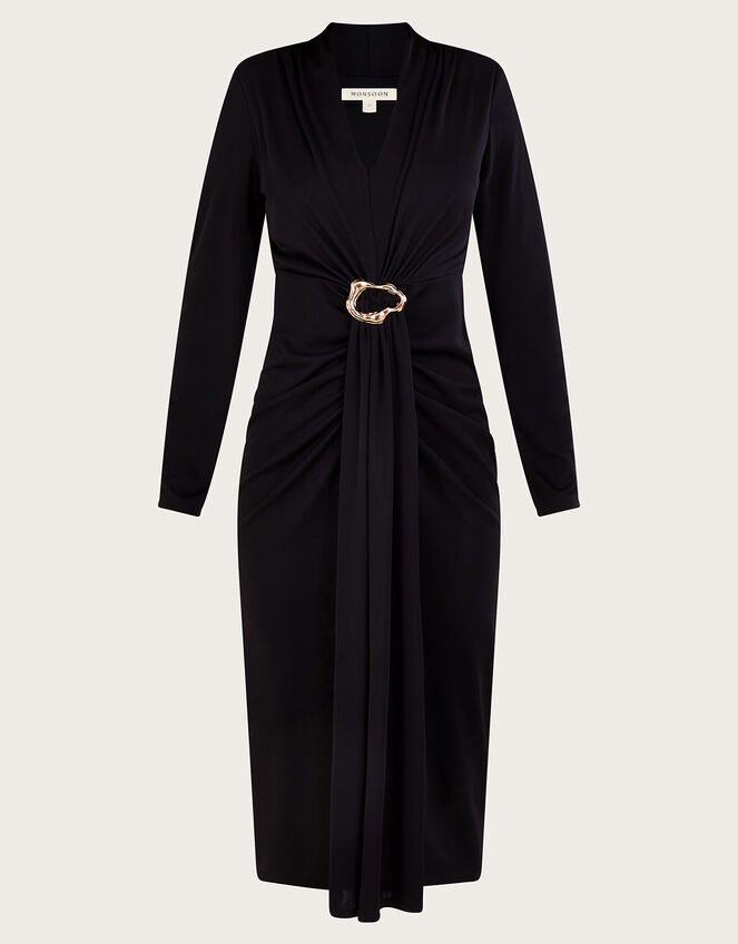 Toria Trim Long Sleeve Dress, Black (BLACK), large