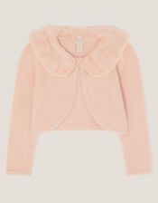 Detachable Collar Fuzzy Cardigan, Pink (PINK), large