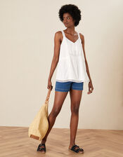 Lily Metallic Embroidered Cami, Ivory (IVORY), large