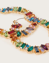 Multi Gem Hoop Earrings, , large