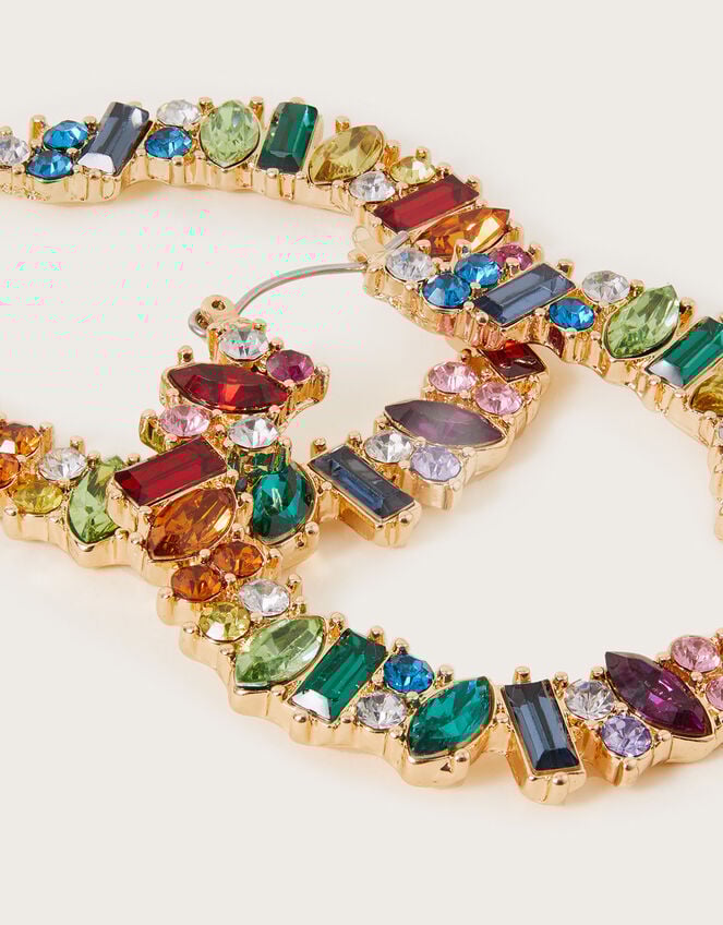 Multi Gem Hoop Earrings, , large