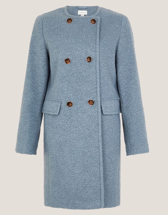 Lily Double Breasted Boucle Coat, Blue (PALE BLUE), large
