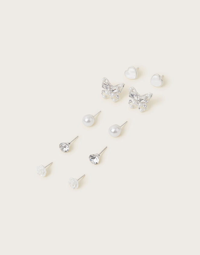 5-Pack Bridesmaid Pearl Stud Earrings, , large