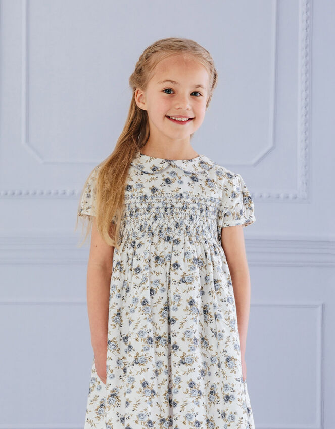 Trotters Arabella Smocked Dress, Blue (BLUE), large