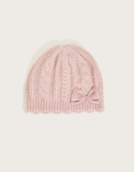 Scalloped Beanie Hat Pink, Pink (PINK), large