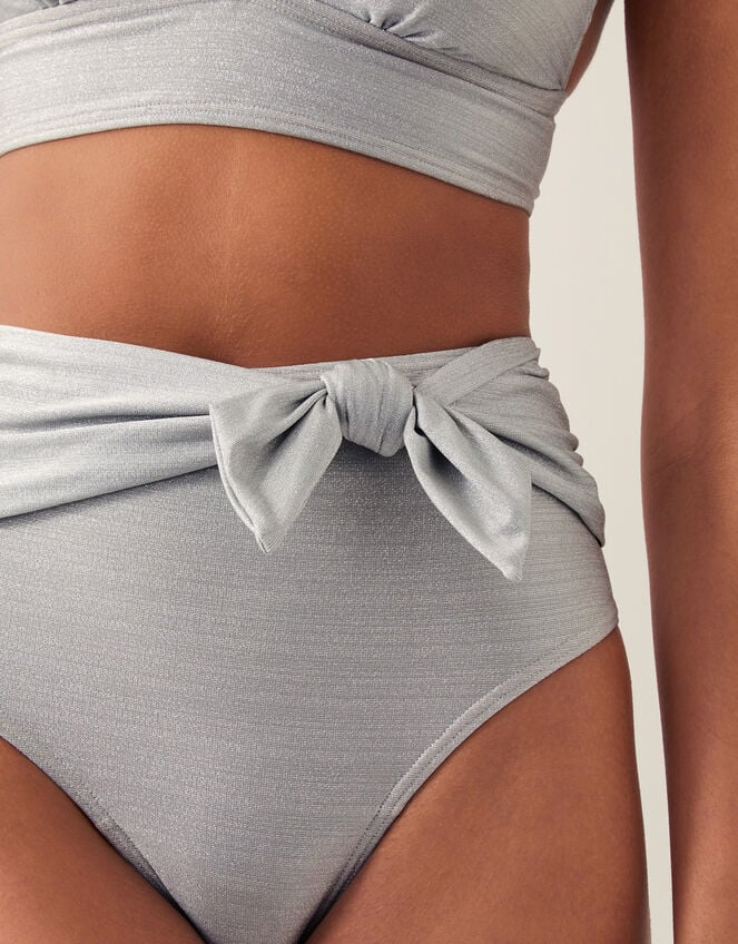 Kiki Glitter High Waist Bikini Bottom, Silver (SILVER), large