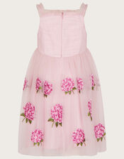 Harriet Hydrangea Embroidered Tulle Dress, Pink (PINK), large