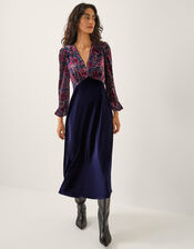Milena Floral Devoré Velvet Midi Dress, Purple (PURPLE), large