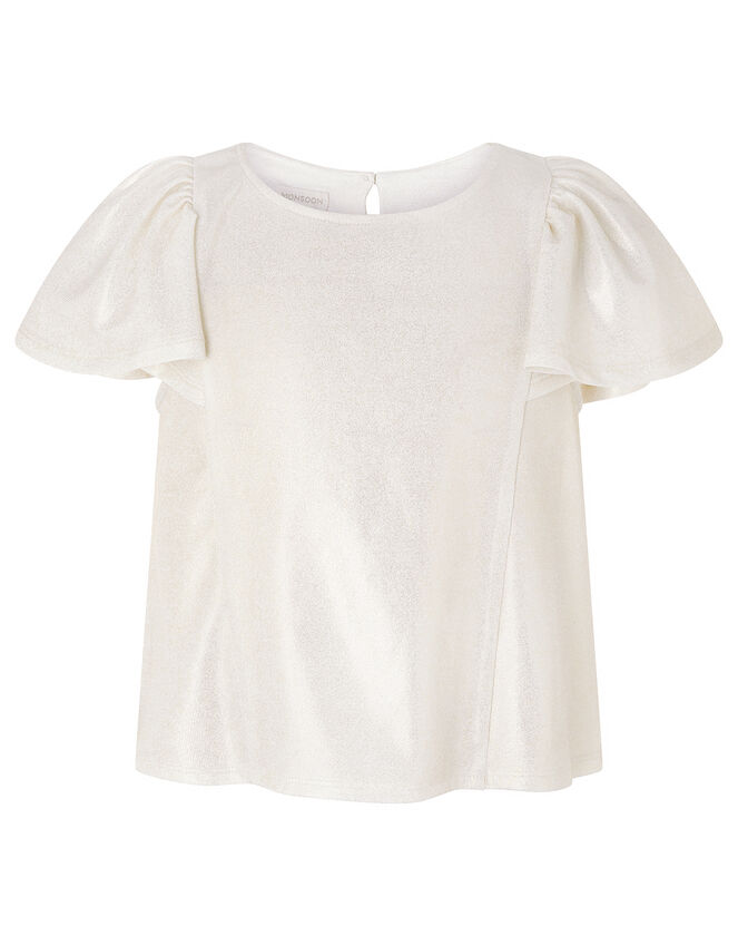 Shimmery Frilled T-shirt, Gold (GOLD), large