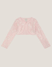 Emilia Lace Scallop Cardigan, Pink (PINK), large