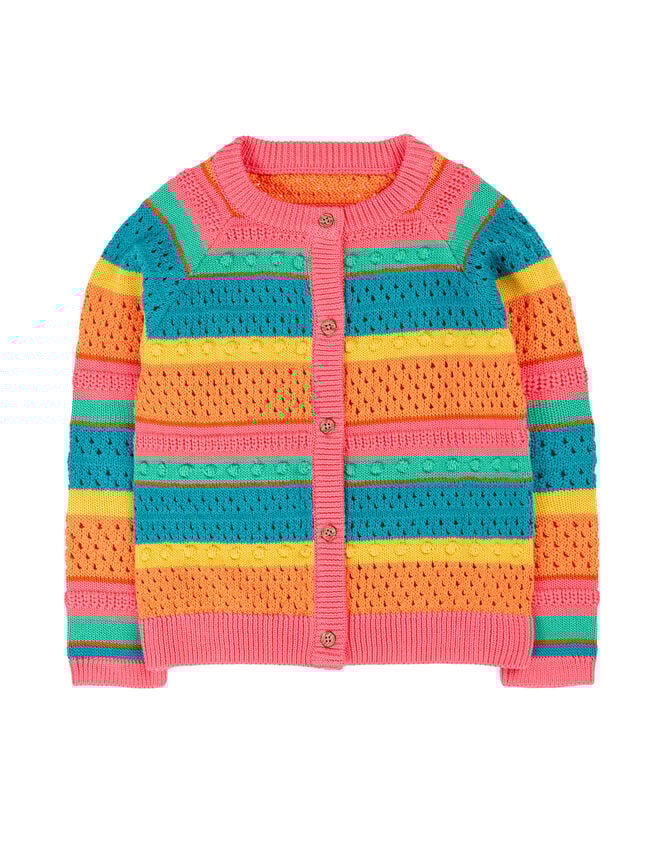 Frugi Rowe Rainbow Cardigan, Multi (MULTI), large