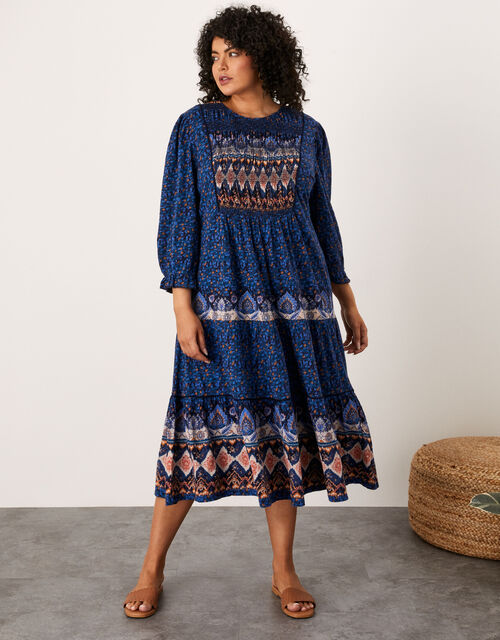 Heritage Print Maxi Dress, Blue (NAVY), large