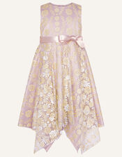 Angelina Hanky Hem Glitter Print Dress, Pink (PINK), large