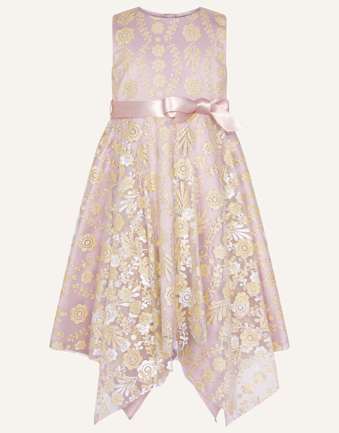Angelina Hanky Hem Glitter Print Dress, Pink (PINK), large