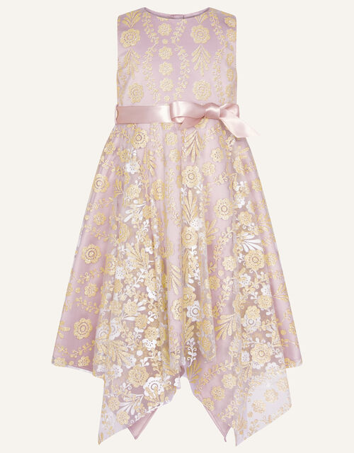 Angelina Hanky Hem Glitter Print Dress, Pink (PINK), large