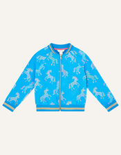 Unicorn Print Bomber Jacket, Blue (BLUE), large