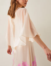 Natalie Embroidered Cape Midi Dress, Cream (CREAM), large