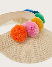 Pom Woven Sun Visor, Multi (MULTI), large