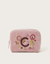 Initial Embellished Make Up Bag, Pink (PINK), large