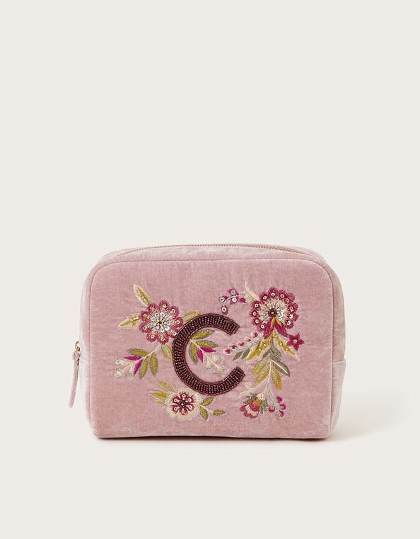 Initial Embellished Make Up Bag, Pink (PINK), large