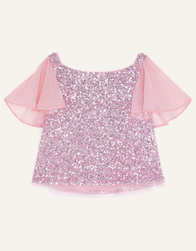 Sequin Chiffon Top Pink, Pink (DUSKY PINK), large