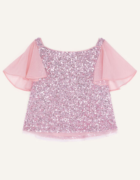 Sequin Chiffon Top Pink, Pink (DUSKY PINK), large