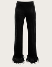 Raegan Velvet Feather Trousers, Black (BLACK), large