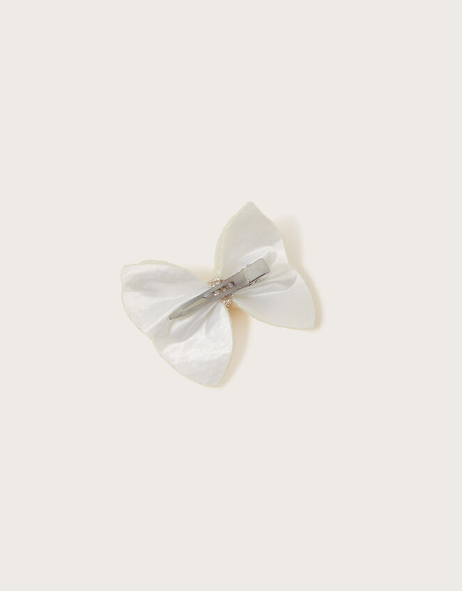 Sara Sparkle Pearl Bow Hair Clip, , large