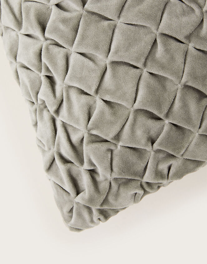 Quilted Velvet Cushion, Grey (GREY), large
