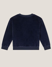 Cosmic Embellished Velour Sweatshirt, Grey (GREY), large