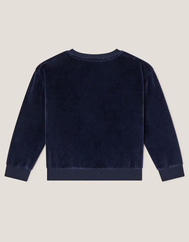 Cosmic Embellished Velour Sweatshirt, Grey (GREY), large