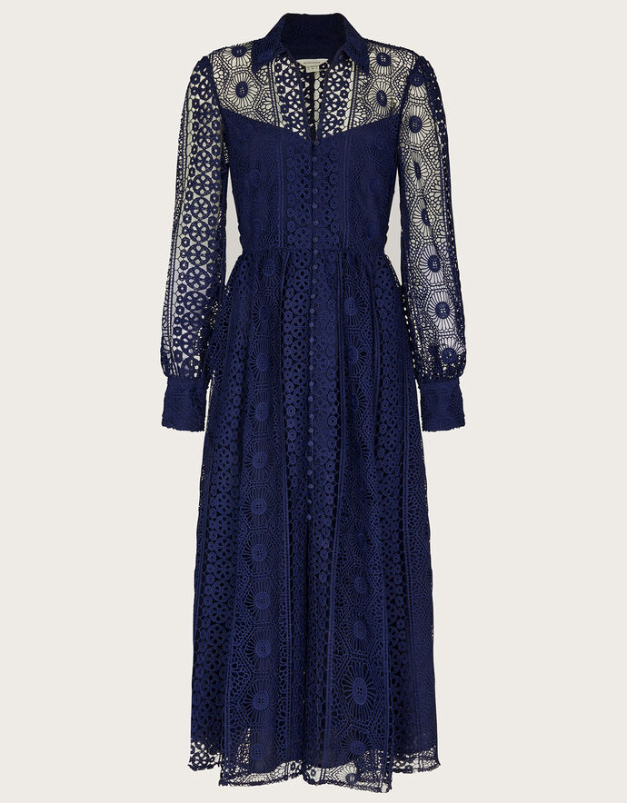 Gabriella Lace Shirt Dress Blue | Evening Dresses | Monsoon UK.
