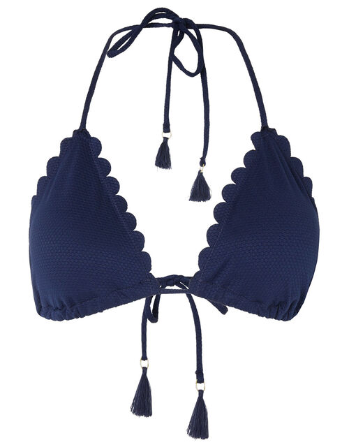 Scallop Bikini Top with Recycled Polyester, Blue (NAVY), large