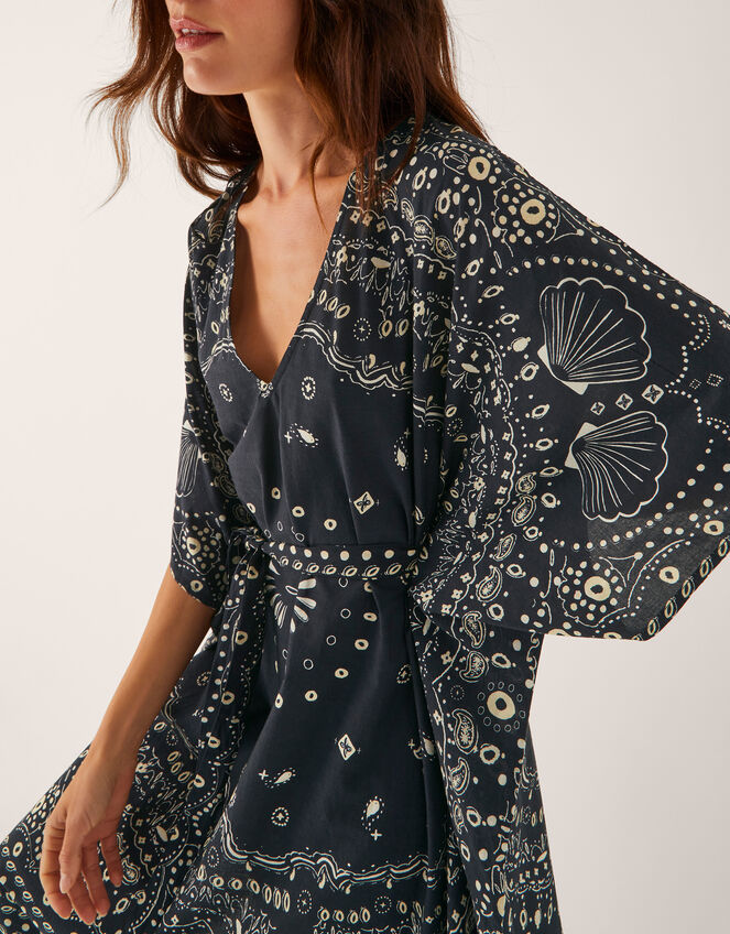 Bodhi Print Mini Kaftan, Black (BLACK), large