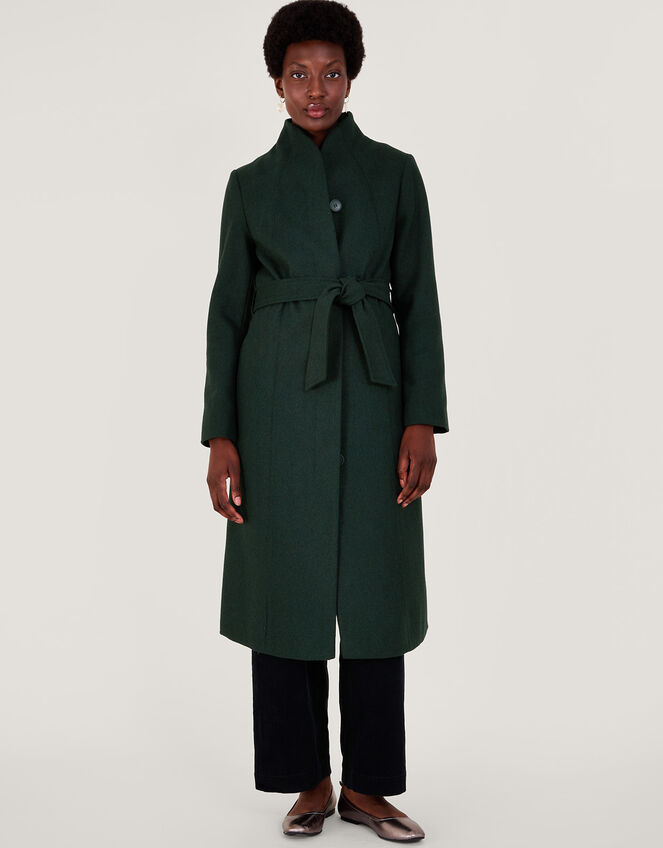 Saskia Belted Coat Green | Women's Coats | Monsoon UK.