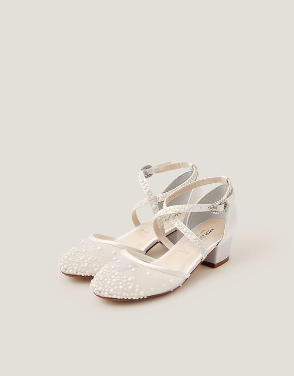 Pearly Criss Cross Heels, Ivory (IVORY), large