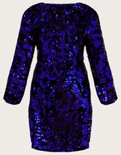 Kayleigh Sequin Shift Dress, Blue (COBALT), large