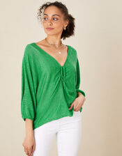 Ruched Jumper in Linen Blend, Green (GREEN), large