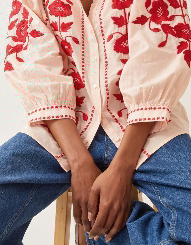 Bronte Floral Embroidered Blouse, Pink (PALE PINK), large